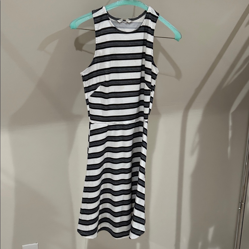 Striped Mini Dress only - Black/Grey/White